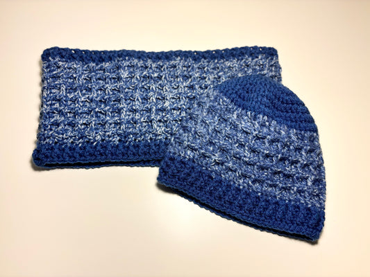 Blue Jean Waffle Set - Hat and Cowl